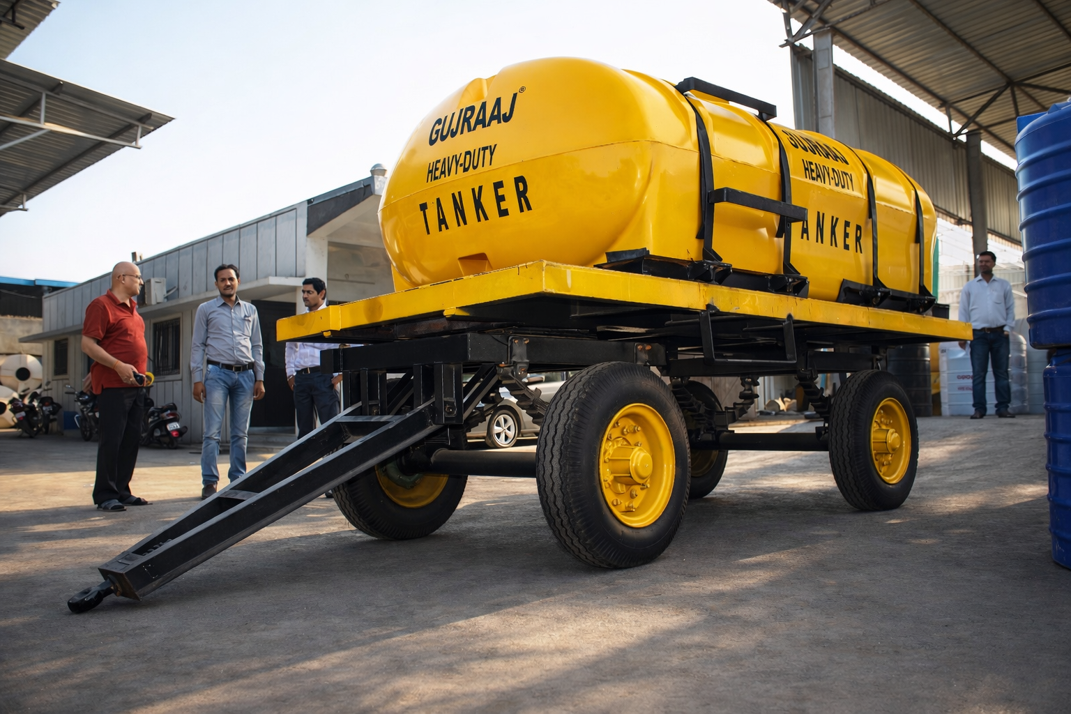 Gujraaj heavy-duty tanker on four-wheel trolley